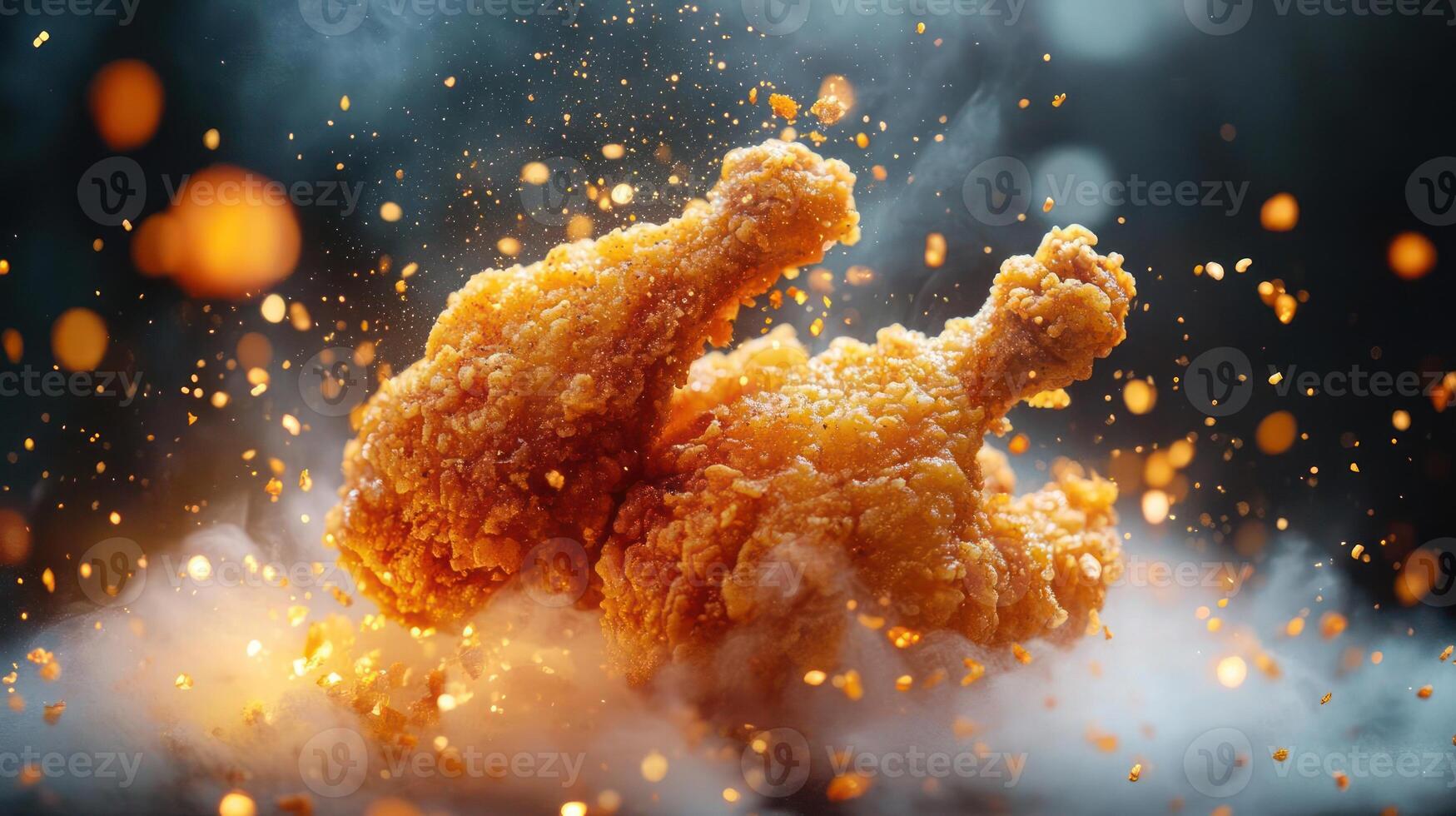 Breaded Chicken Pieces on Fire photo