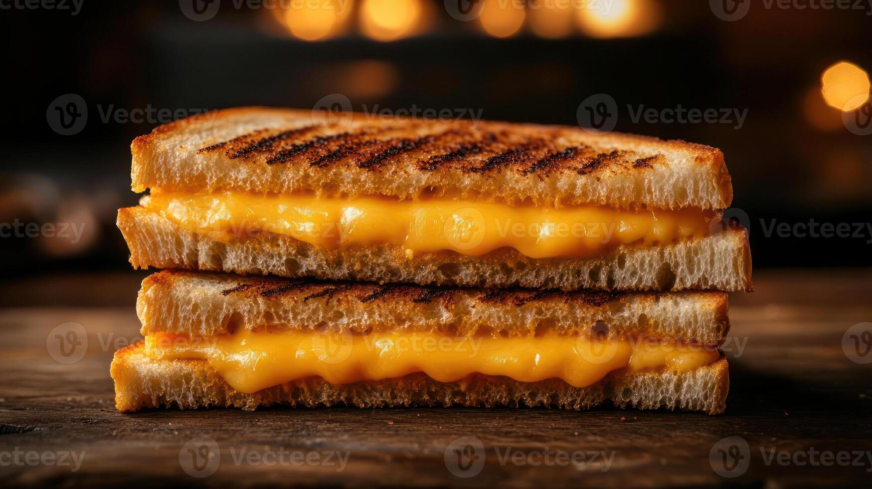 A grilled cheese sandwich with melted cheese between two slices of bread photo