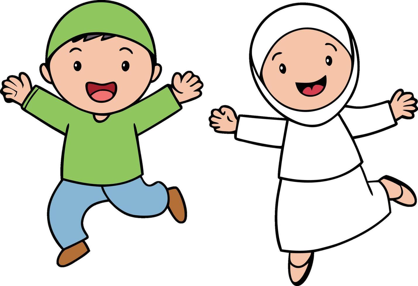 Muslim kids clipart vector