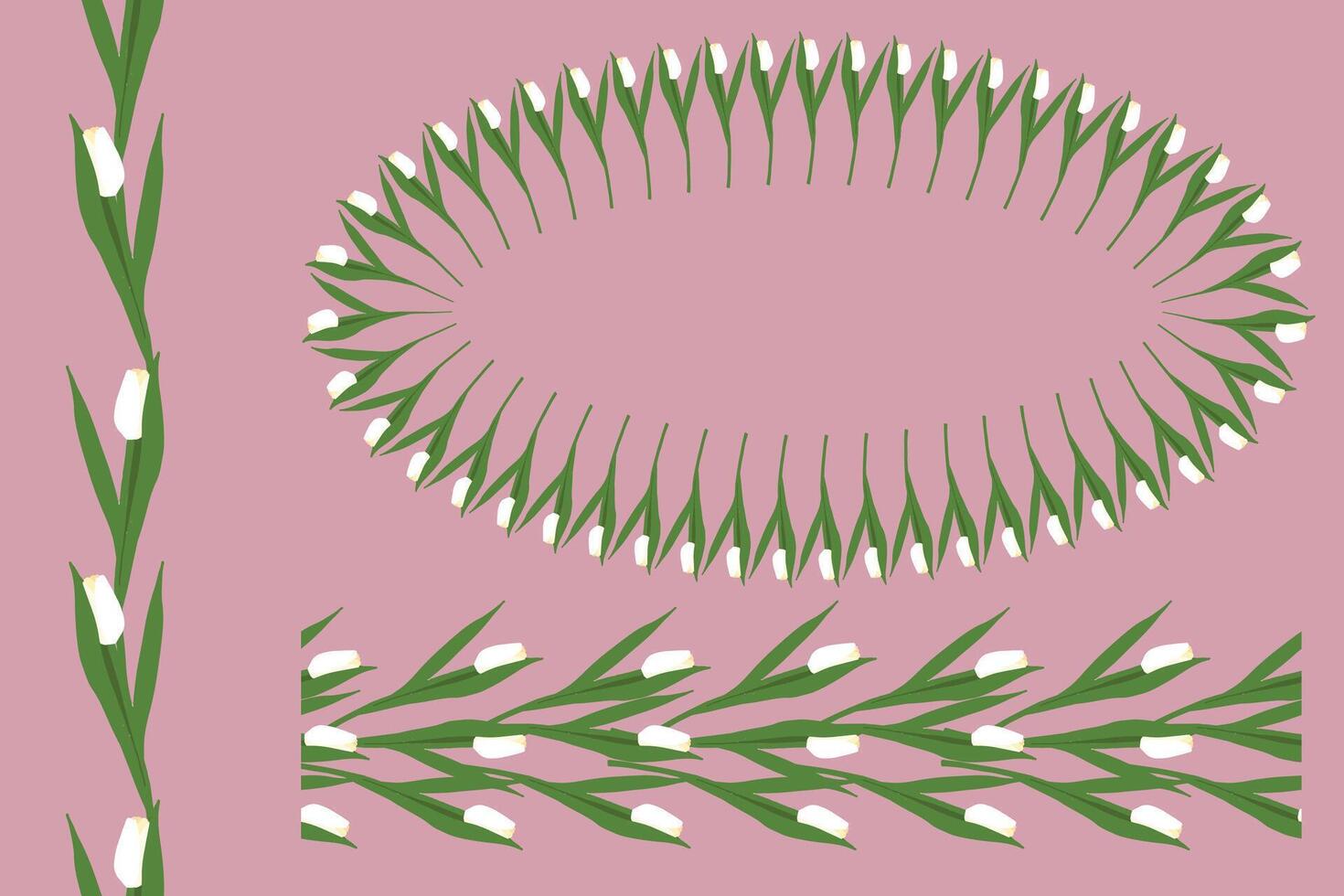 Tulip ribbons set isolated on lilac vector