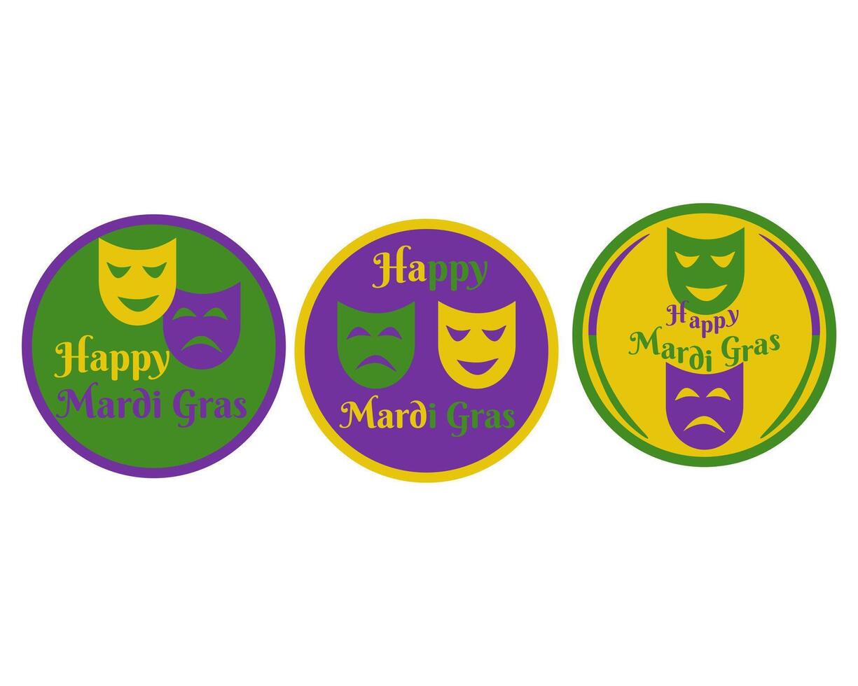 Set of game coins tokens Mardi Gras, stylized money with theatrical masks vector