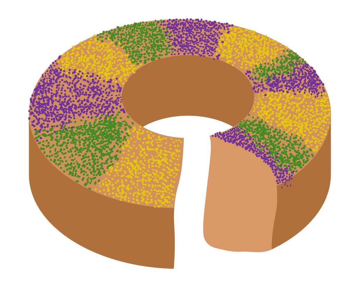 King Cake traditional Mardy Gras pastry vector