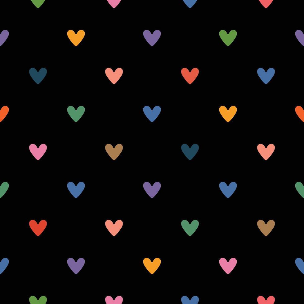 Rainbow Seamless Hearts Pattern, Neon Light, Kawaii Style vector