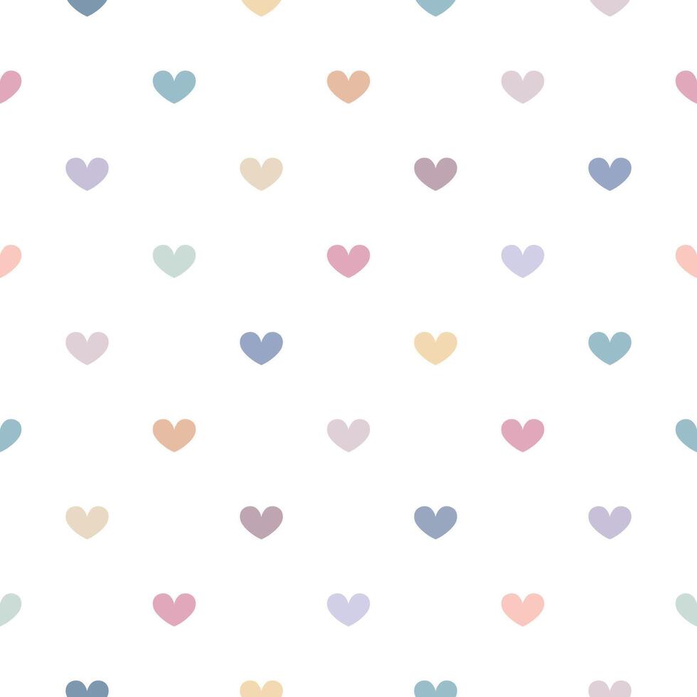 Rainbow Hearts Seamless Repeat Pattern, Kawaii Style vector