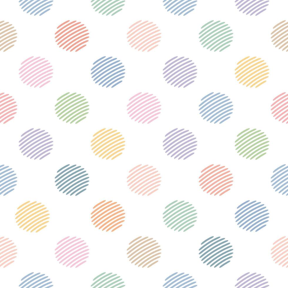 Seamless Pastel Polka Dot White Background, Line Art, Kawaii Style vector