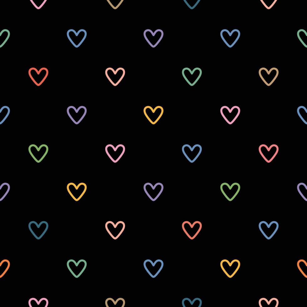 Rainbow Heart Pattern, Neon Light, Line Art, Kawaii Style vector