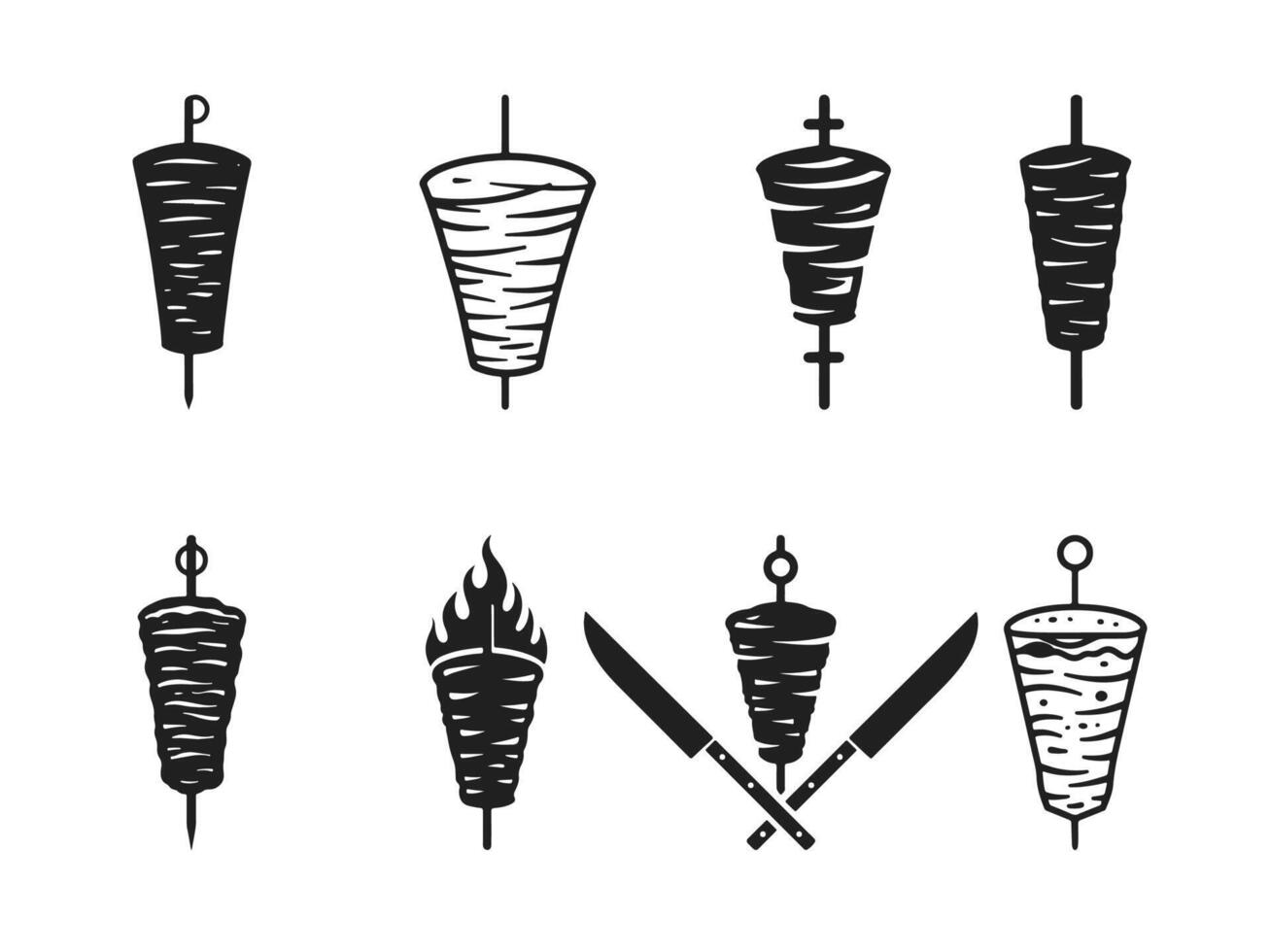 doner kebab logo templates for Turkish and Arab fast food restaurants offer original and bold designs. vector