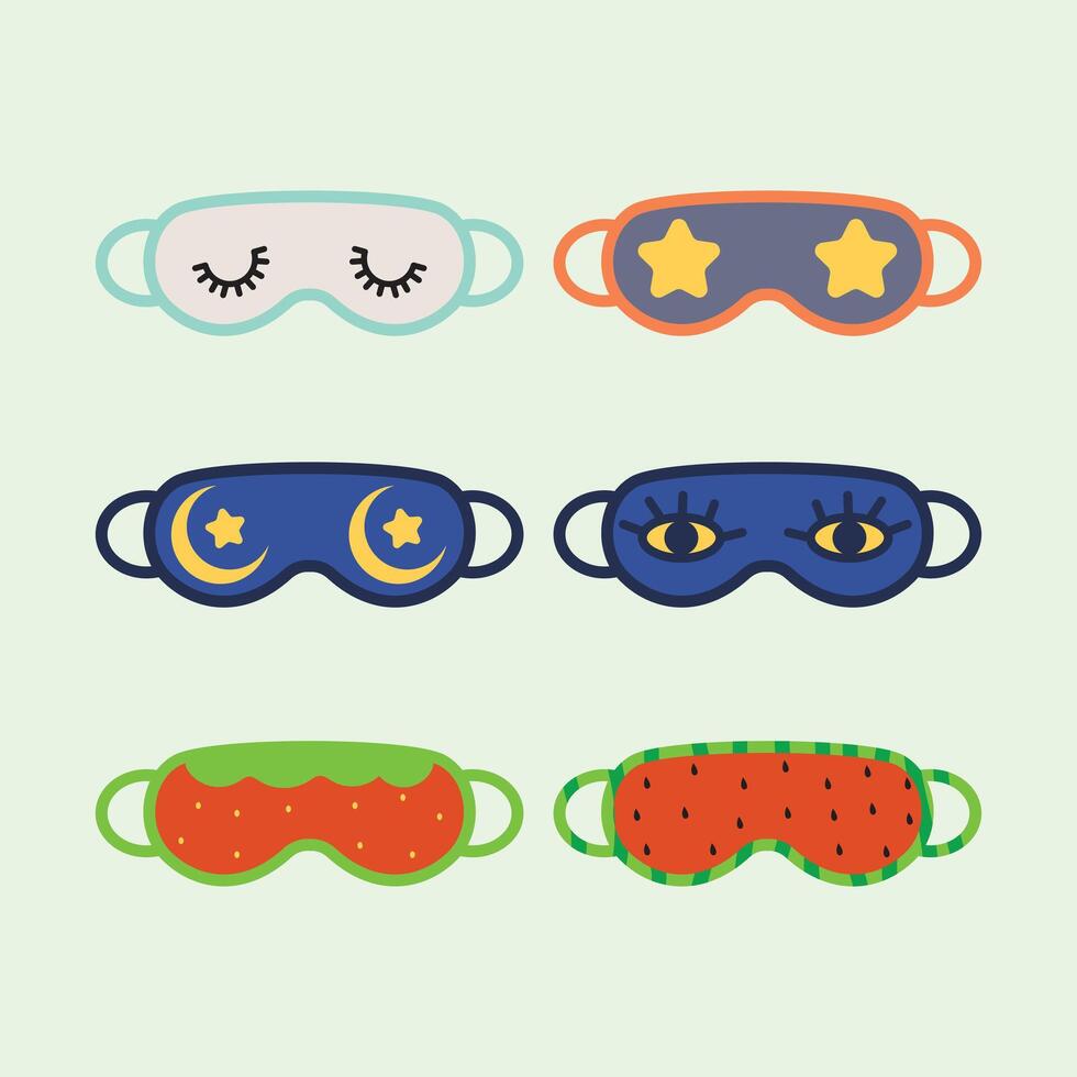 Set Sleeping Mask Cartoon Illustration vector