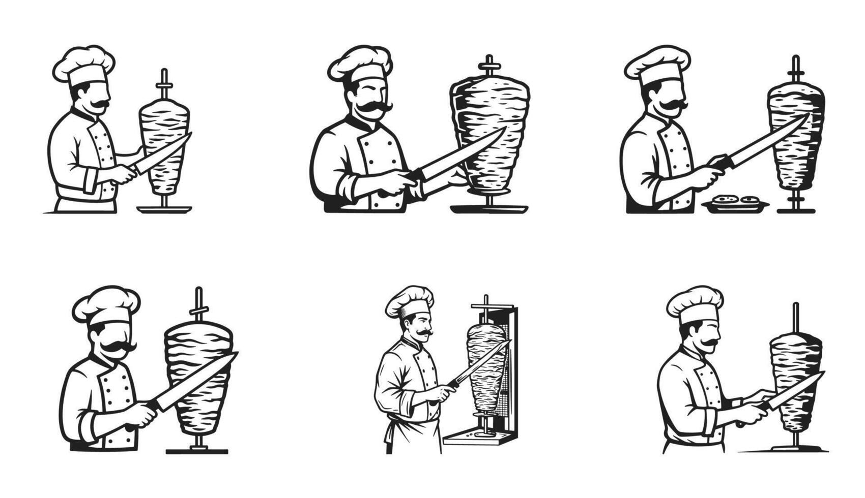 Different and modern doner kebab logo examples make a difference with aesthetic labels for fast food restaurants. vector