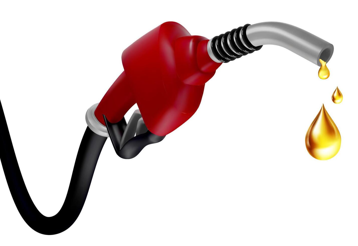 Gasoline injector gasoline pump on white background of refuel station, petrol pistol with handle hose diesel oil company economy vector