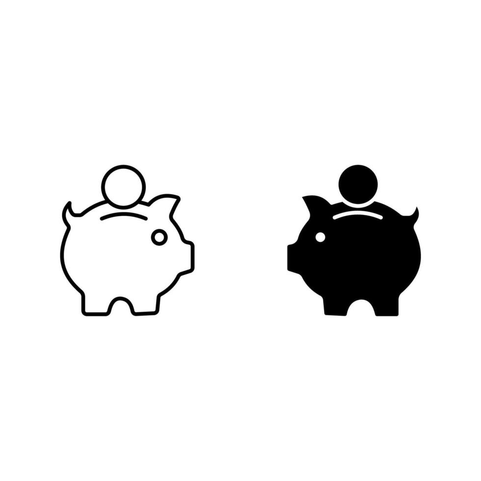 piggy bank icon set. vector