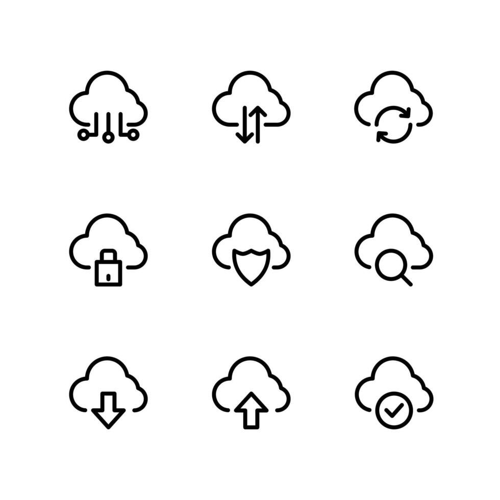 Cloud computing icon set. Cloud icon. vector