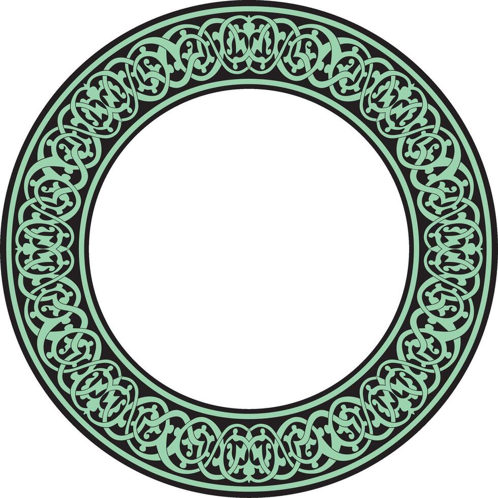 green round oriental ornament. Arabic patterned circle of Iran, Iraq, Turkey, Syria. Persian frame, borders vector