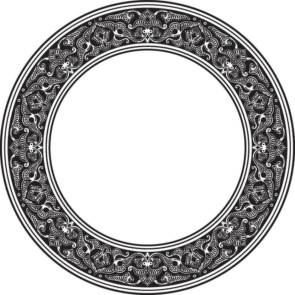 monochrome round oriental ornament. Arabic patterned circle of Iran, Iraq, Turkey, Syria. Persian frame, border. For sandblasting, laser and plotter vector