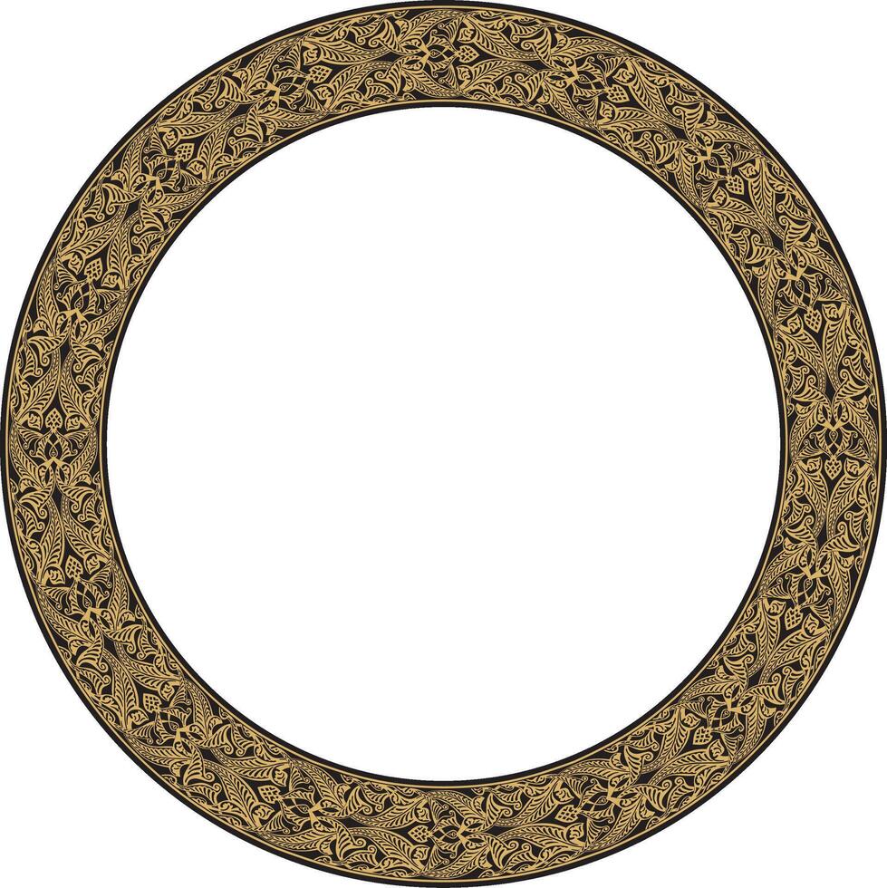 golden round oriental ornament. Arabic patterned circle of Iran, Turkey. Persian frame. vector