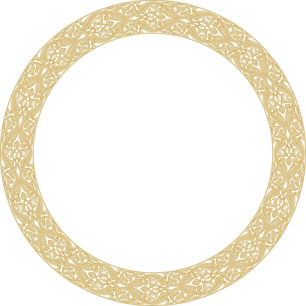 golden round oriental ornament. Arabic patterned circle of Iran, Iraq, Turkey. Persian frame. vector