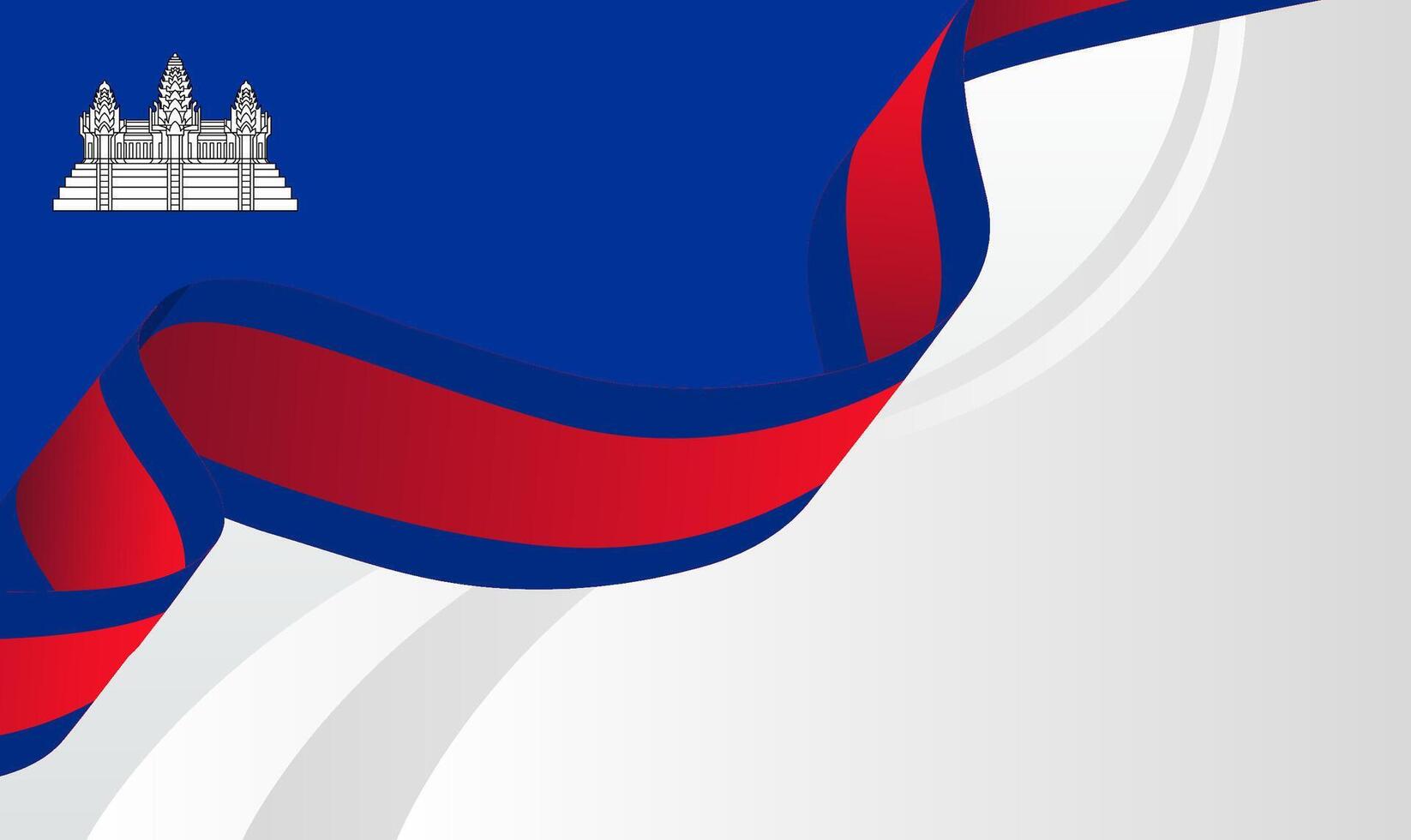 Cambodia flag design with ribbon vector