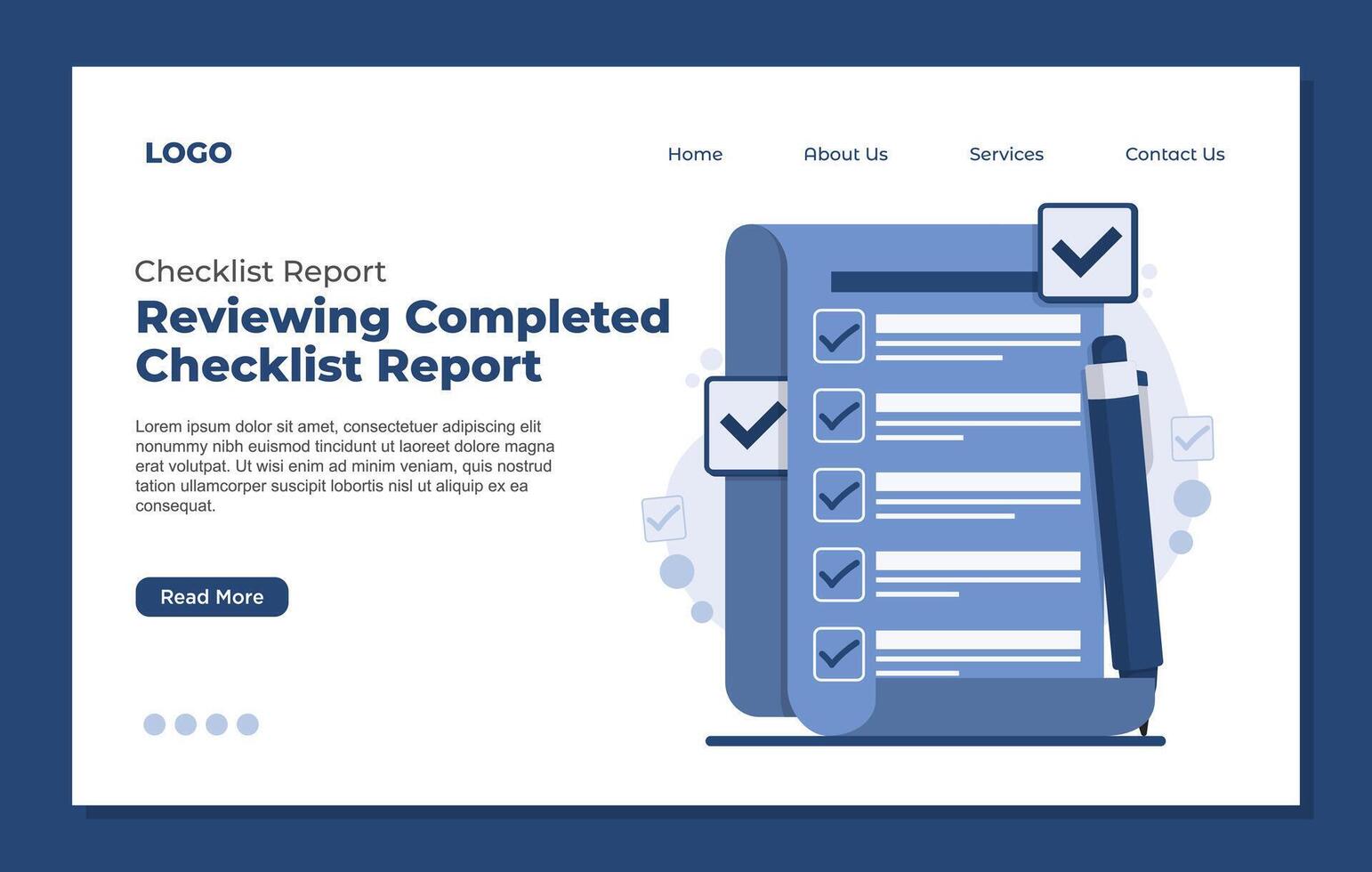 web site design template with review check list report . Flat style modern illustration. vector