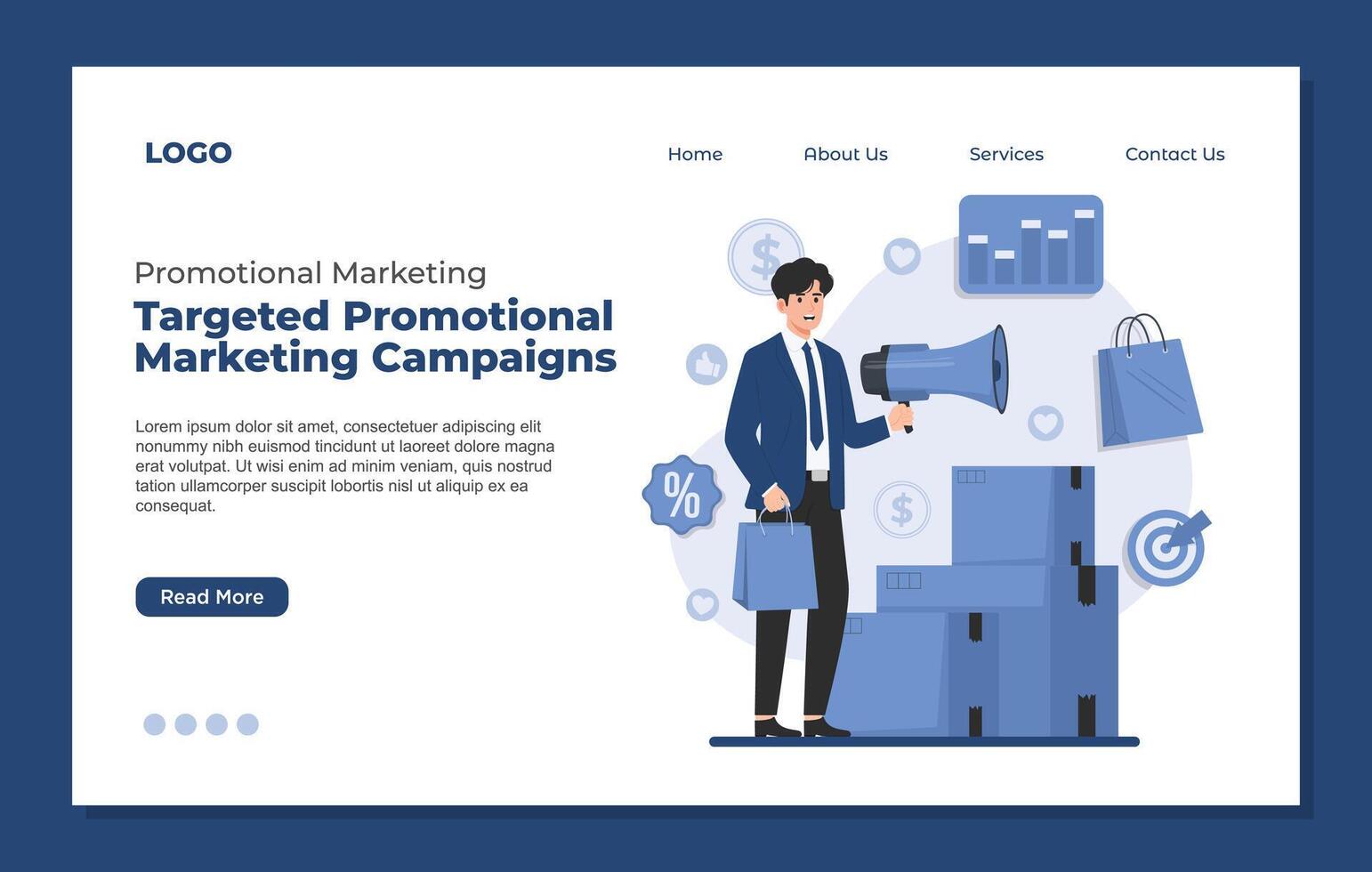 Flat design illustration concept of marketing strategy, advertising and promotion. vector