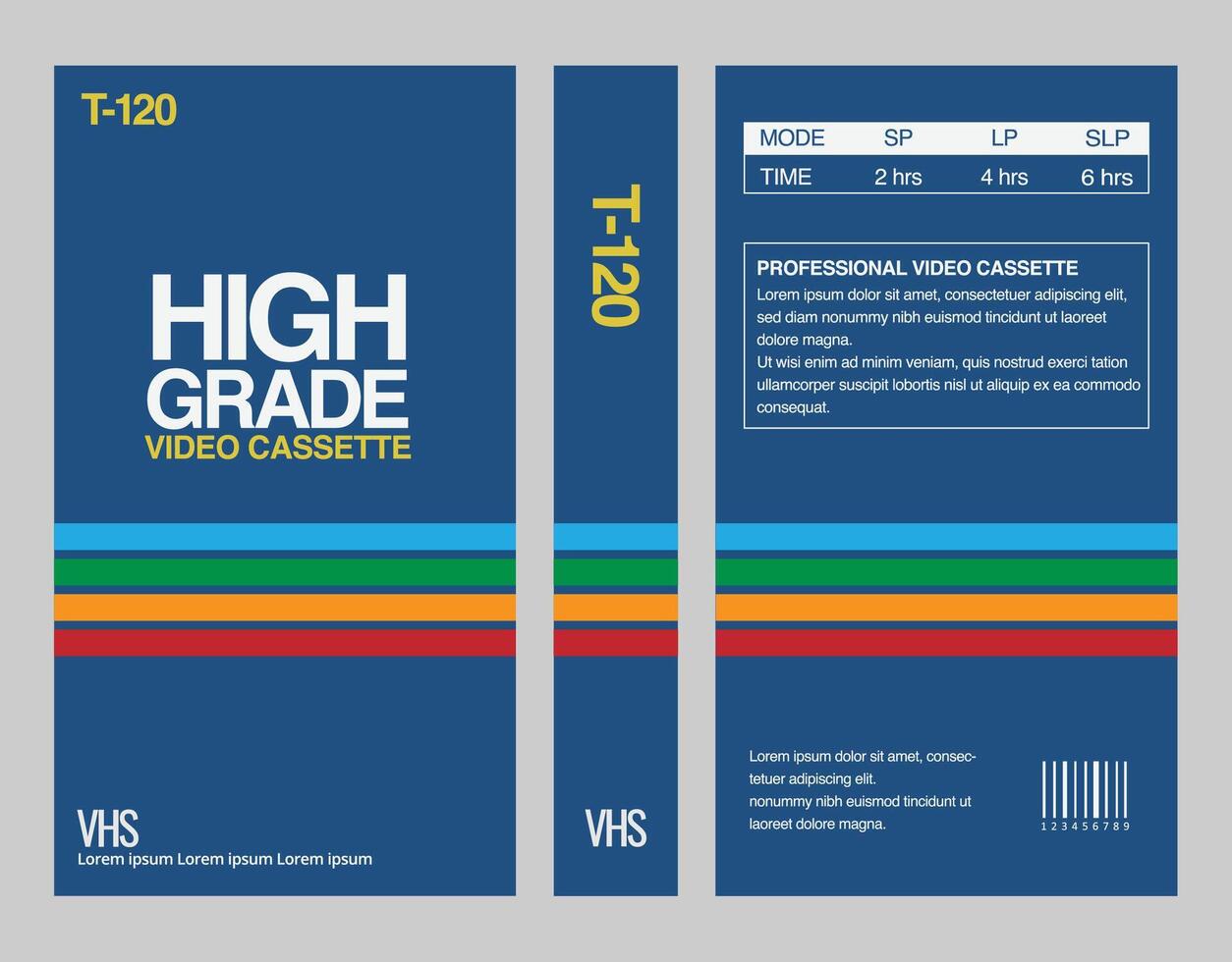 Retro Style VHS Cassette With blue Cover Add your custom titles to the blank space provided on the side of the cassette vector