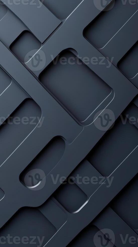 Geometric 3d Abstract design. interlocking dark gray rhombuses and hexagons forming background minimalist pattern contemporary Vertical format photo