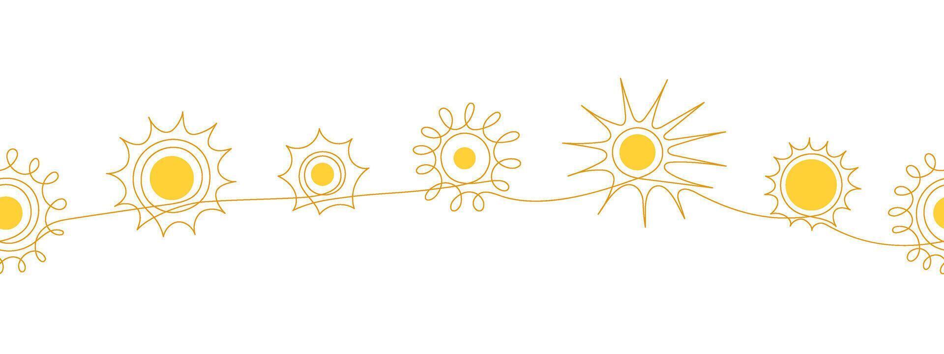 Sun line seamless border Spf filter Heat, drought vector
