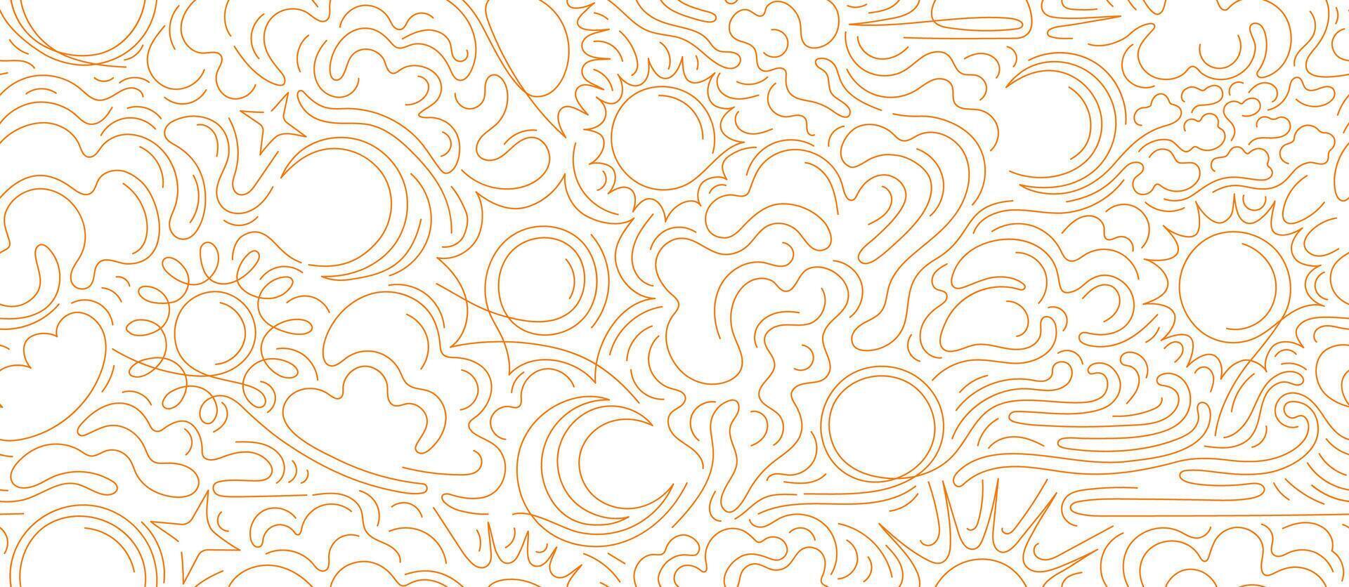Sun, moon, cloud line art pattern Weather forecast vector