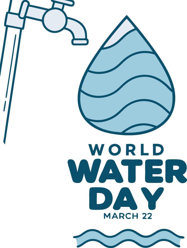 Illustration for World Water Day Campaign Featuring Water Drop and Ocean Waves vector