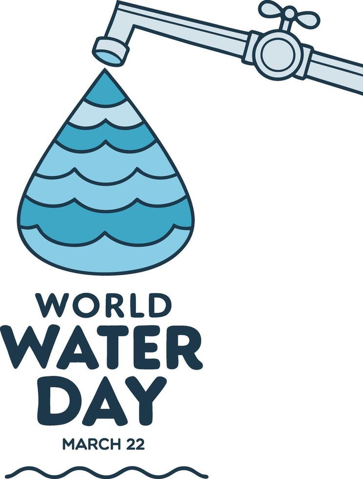 Creative World Water Day Poster Design with Hand-Drawn Water Element and Typography vector