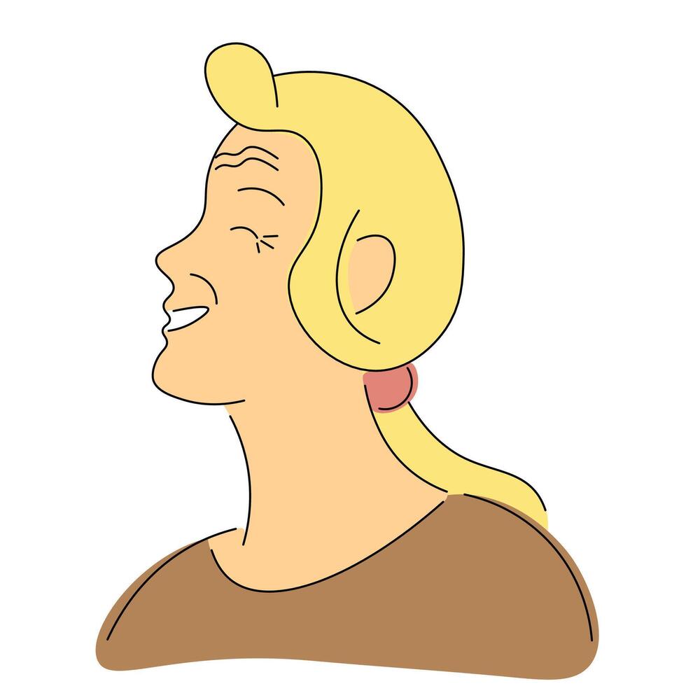 old woman profile in color vector