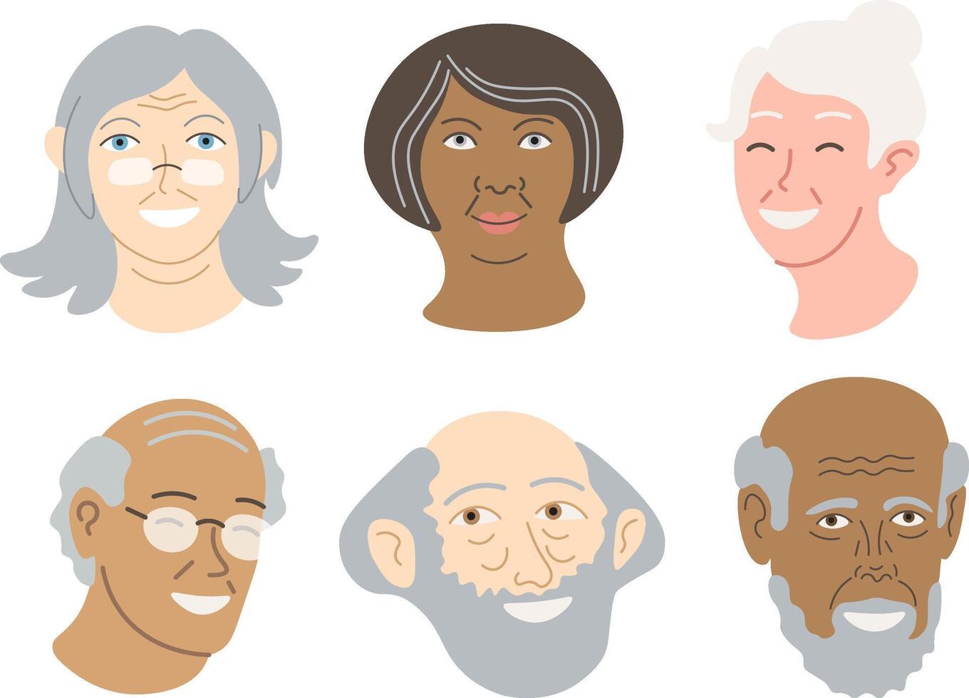 old woman and man set in doodle style vector
