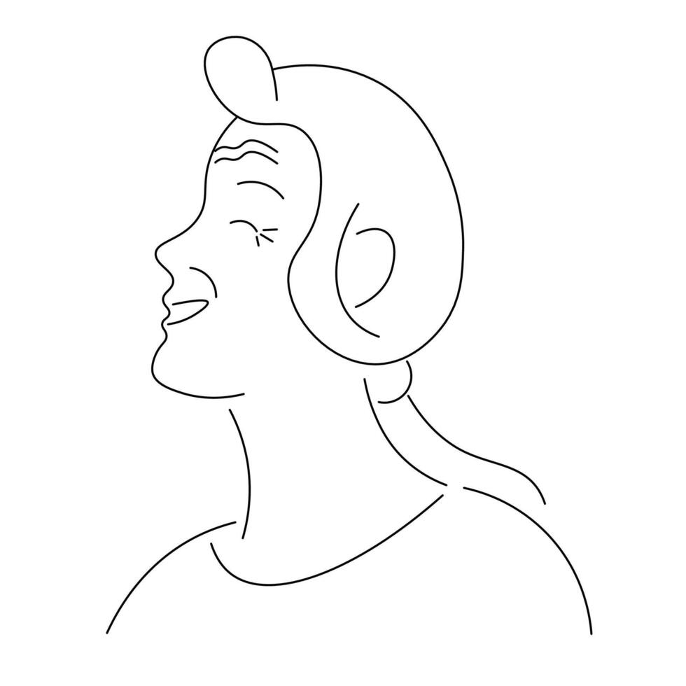 old woman profile in lines vector