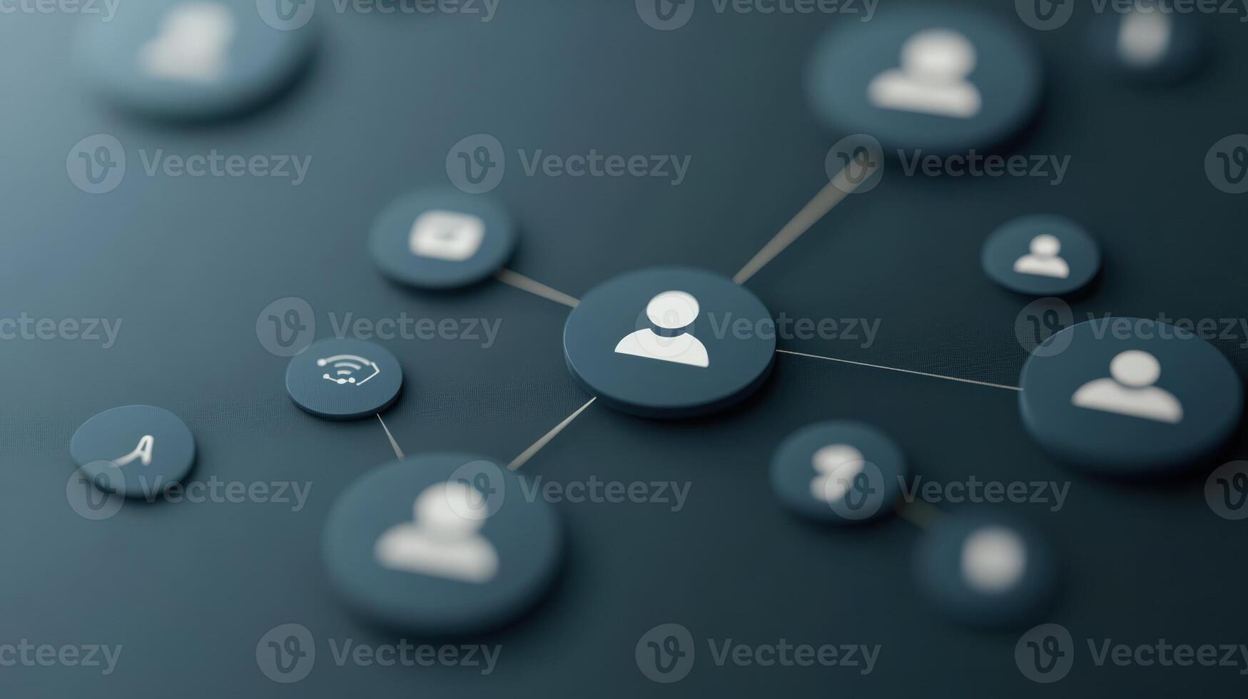 Network communication circular user icons connecting, symbolizing digital of and global social media interaction photo