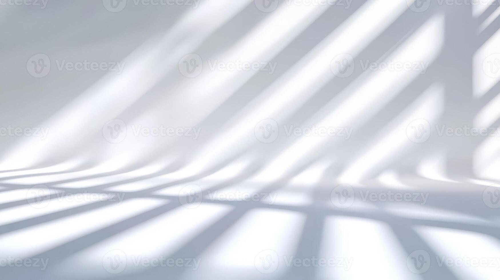 Sunlight is streaming through window and creating shadows on white room in empty white with wall floor photo