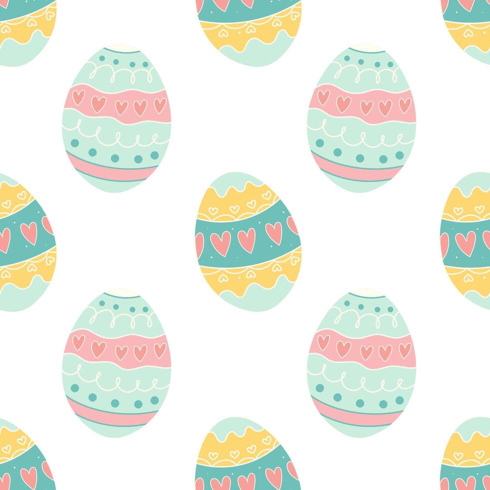 Pastel Easter Egg Pattern, Hand Drawn Decorative Eggs for Digital and Textile Designs vector