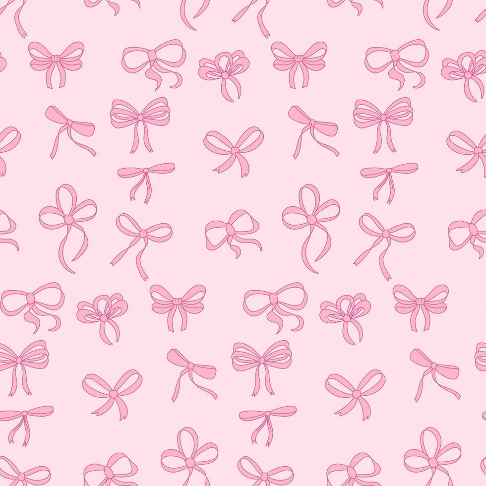Seamlessribbon bow pattern. Decorating bow, pink vector
