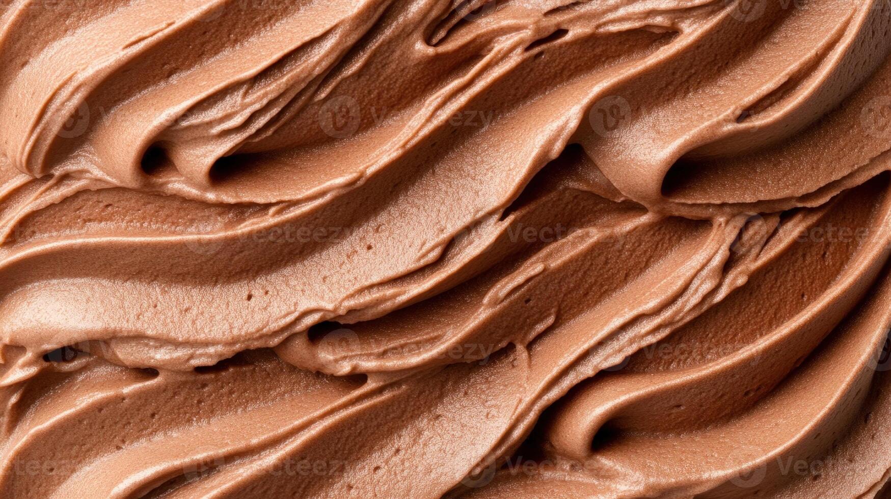 Close up texture of whipped choco cream. of year the Color 2025 Mocha Mousse. Macro of chocolate ganache texture. photo