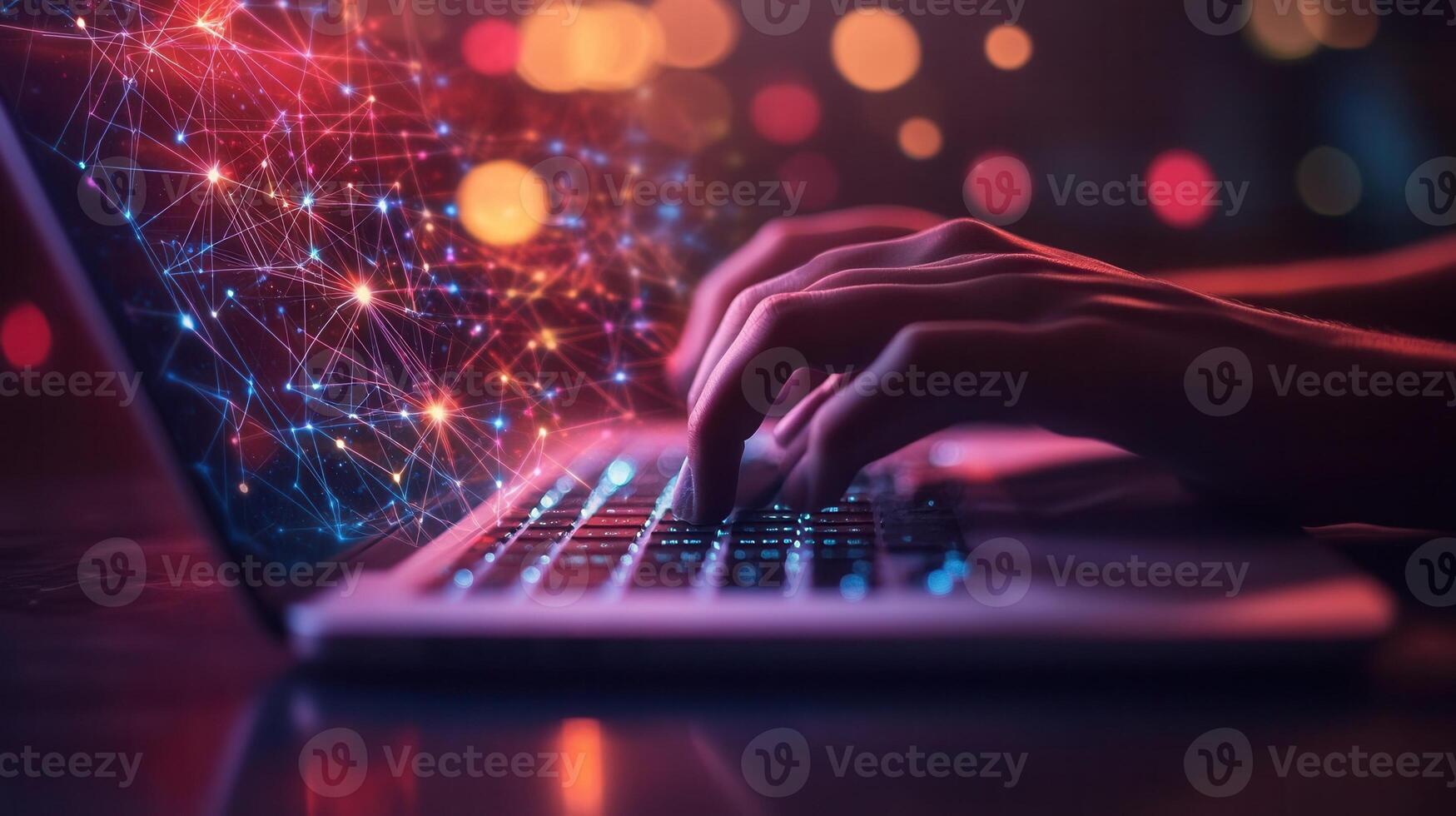 database engineer working on laptop computer with server room data center big data storage as background digital technology Computer IT support internet photo