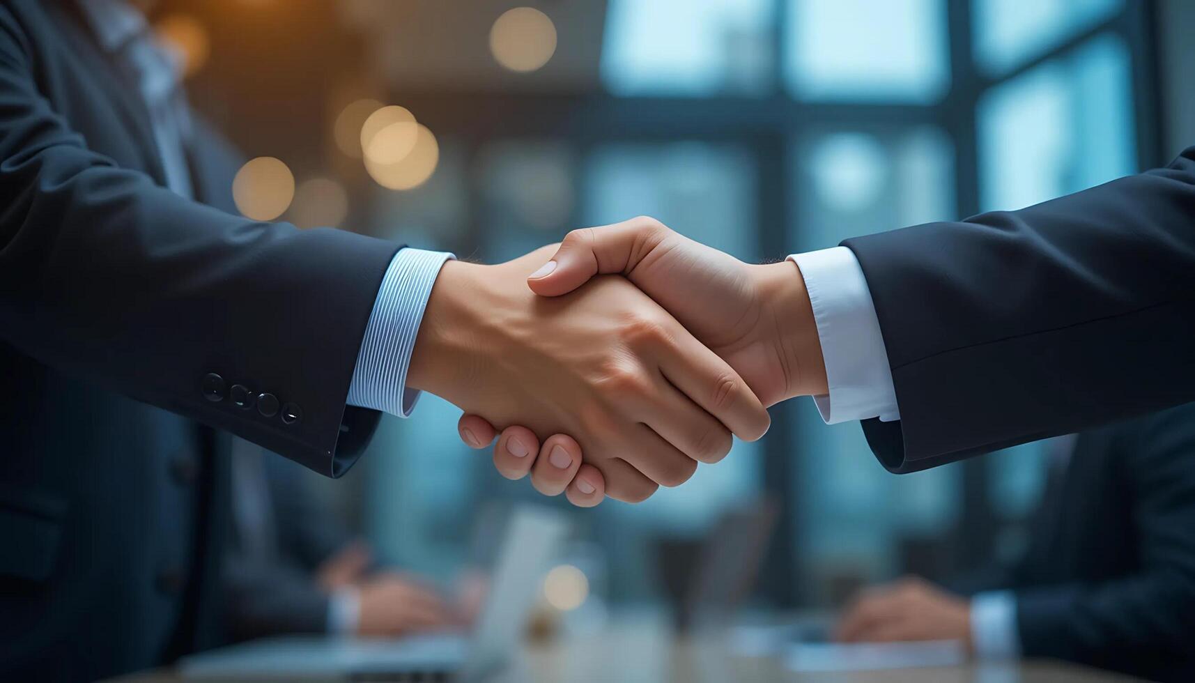 businessmen handshake - business meeting and partnership concept copy space photo