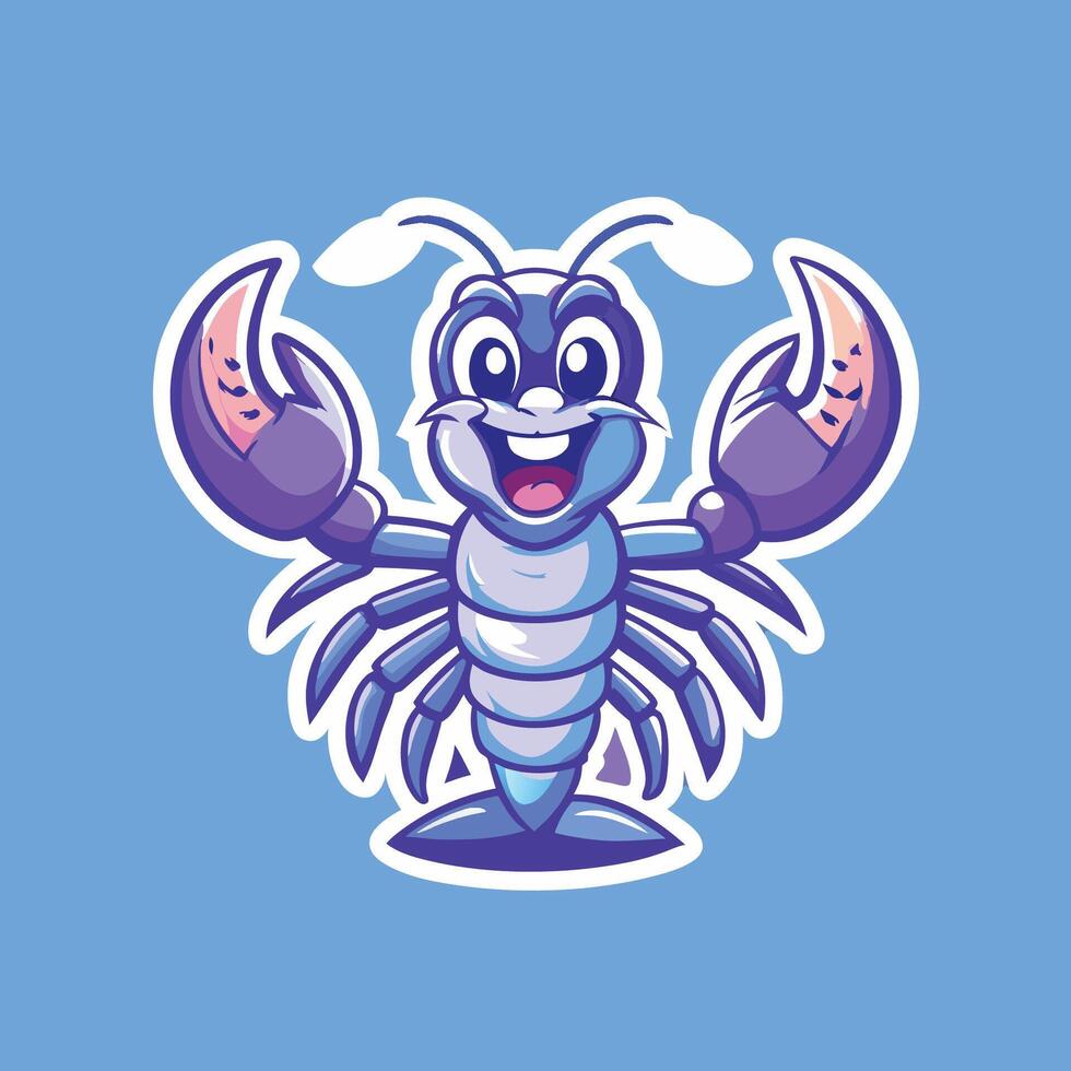 Intricate Illustration of a Lobster Mascot with a Simplified Design vector