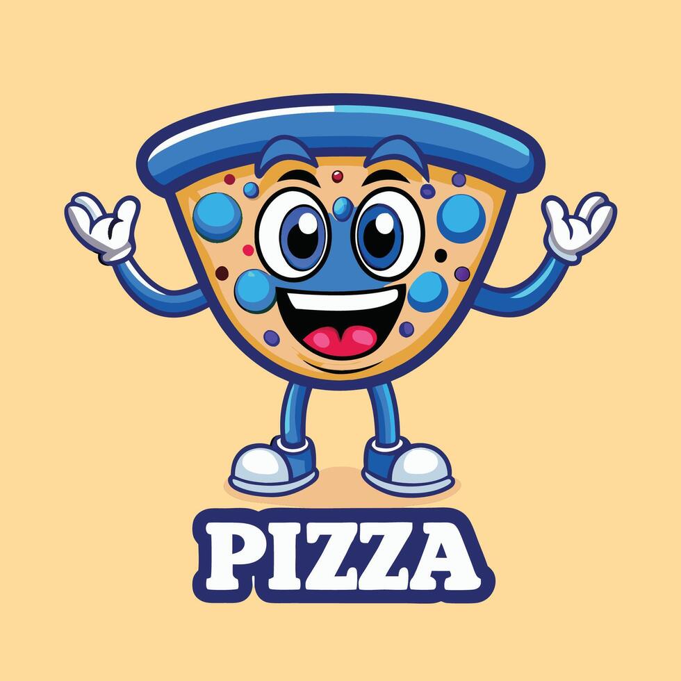 Animated Pizza Character with Cartoonish Features and Body Parts vector
