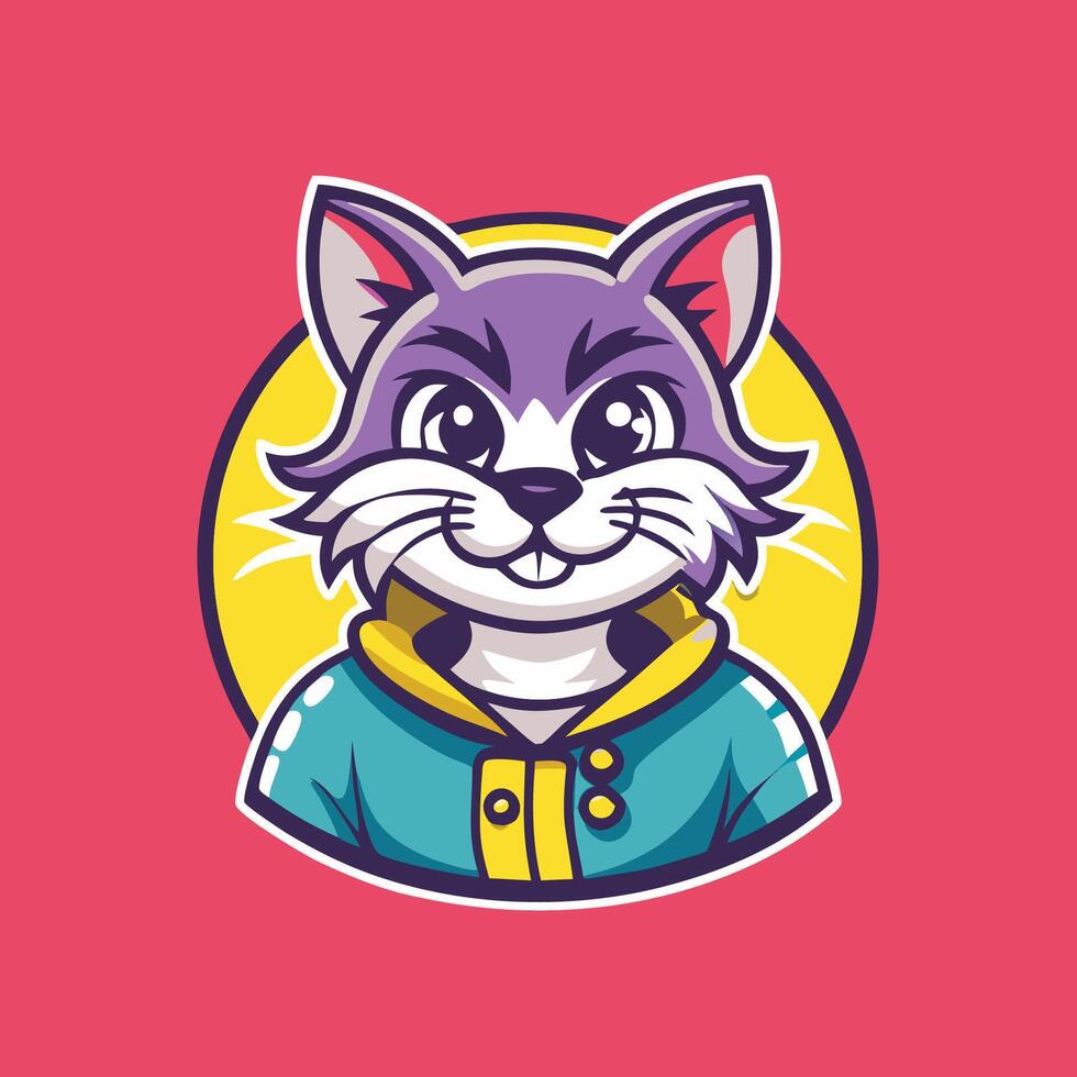 Illustration of a Stylish and Minimalist Cat Mascot Emblem vector