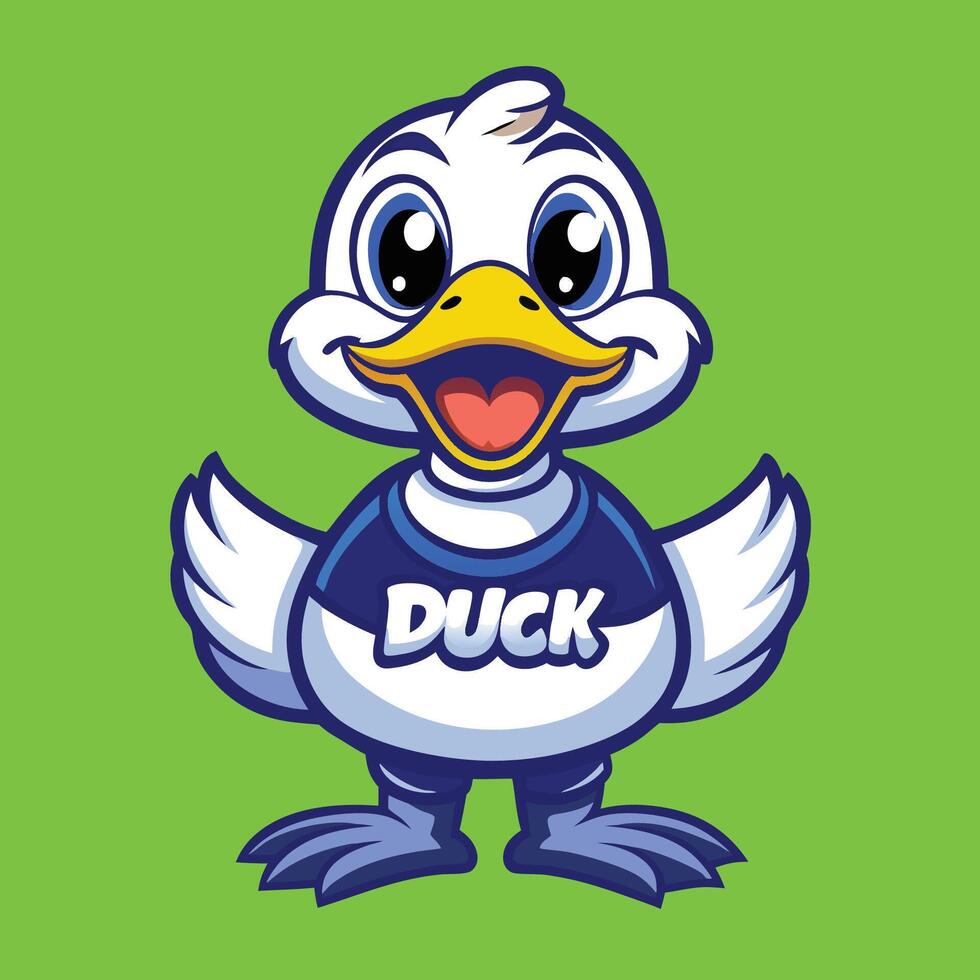 Adorable White Duck Mascot Character with a Playful and Friendly Expression vector