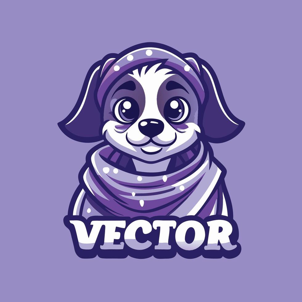 Adorable Cartoon Puppy with a Shawl Logo Character vector