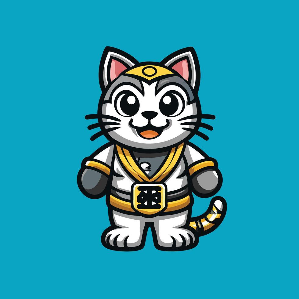 Adorable Japanese Cat Mascot Character with Cartoonish Design in Format vector