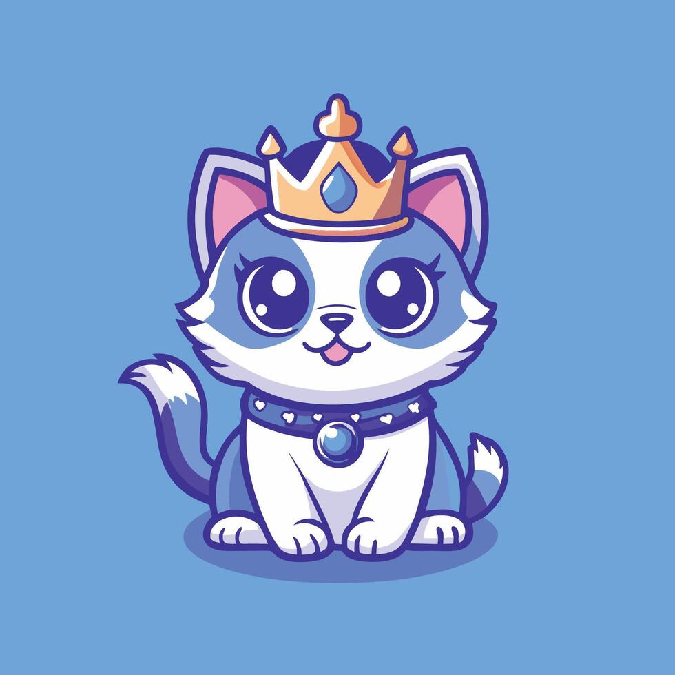Cute Cat Wearing a Crown Charming Mascot Logo Character vector