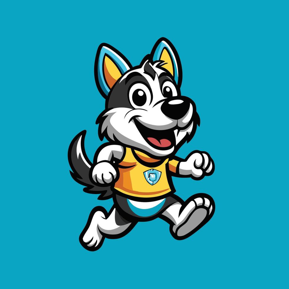 Cheerful Mascot Logo Character of a Running Dog with Illustration vector