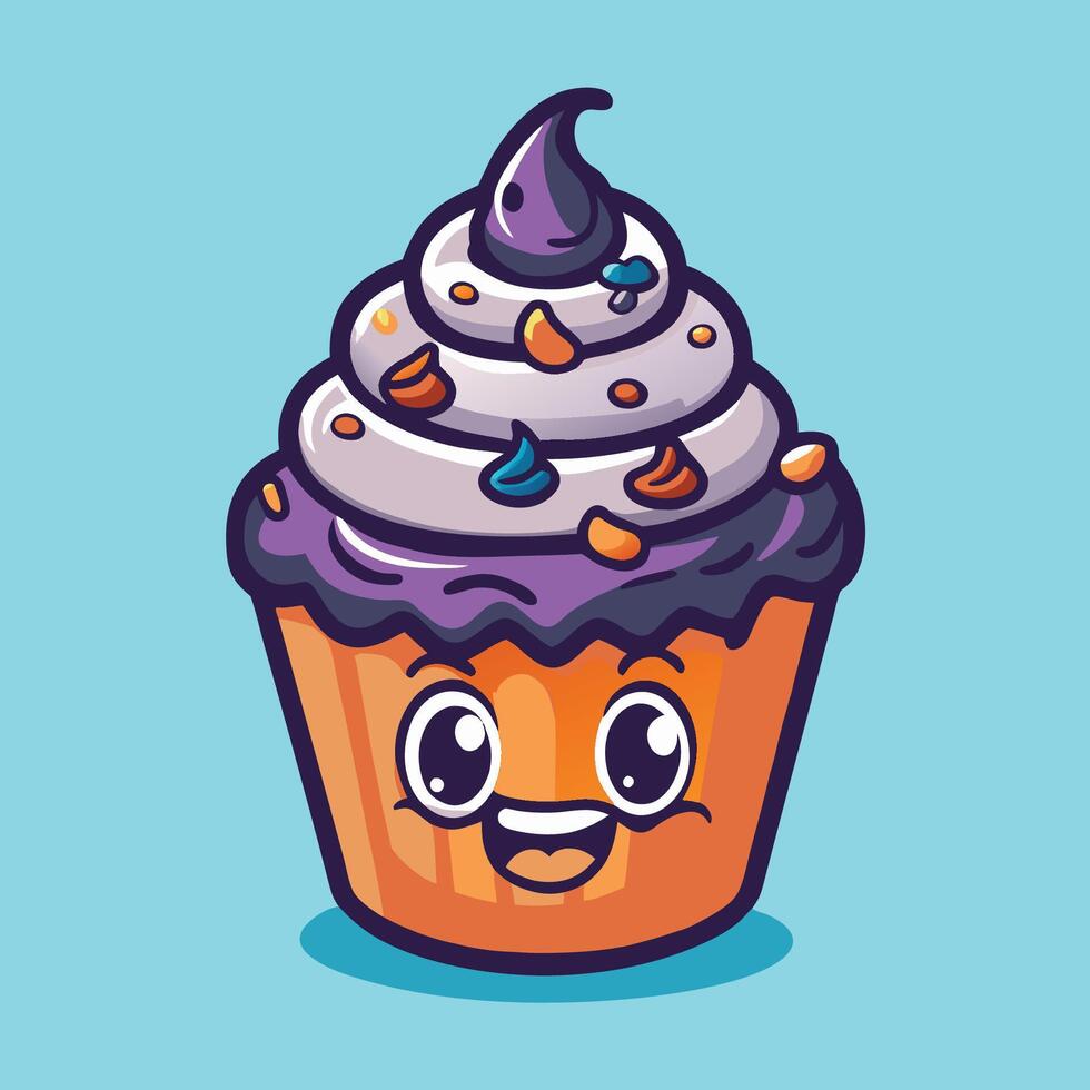 Enchanting Purple Cupcake with Matching Icing and Decor vector