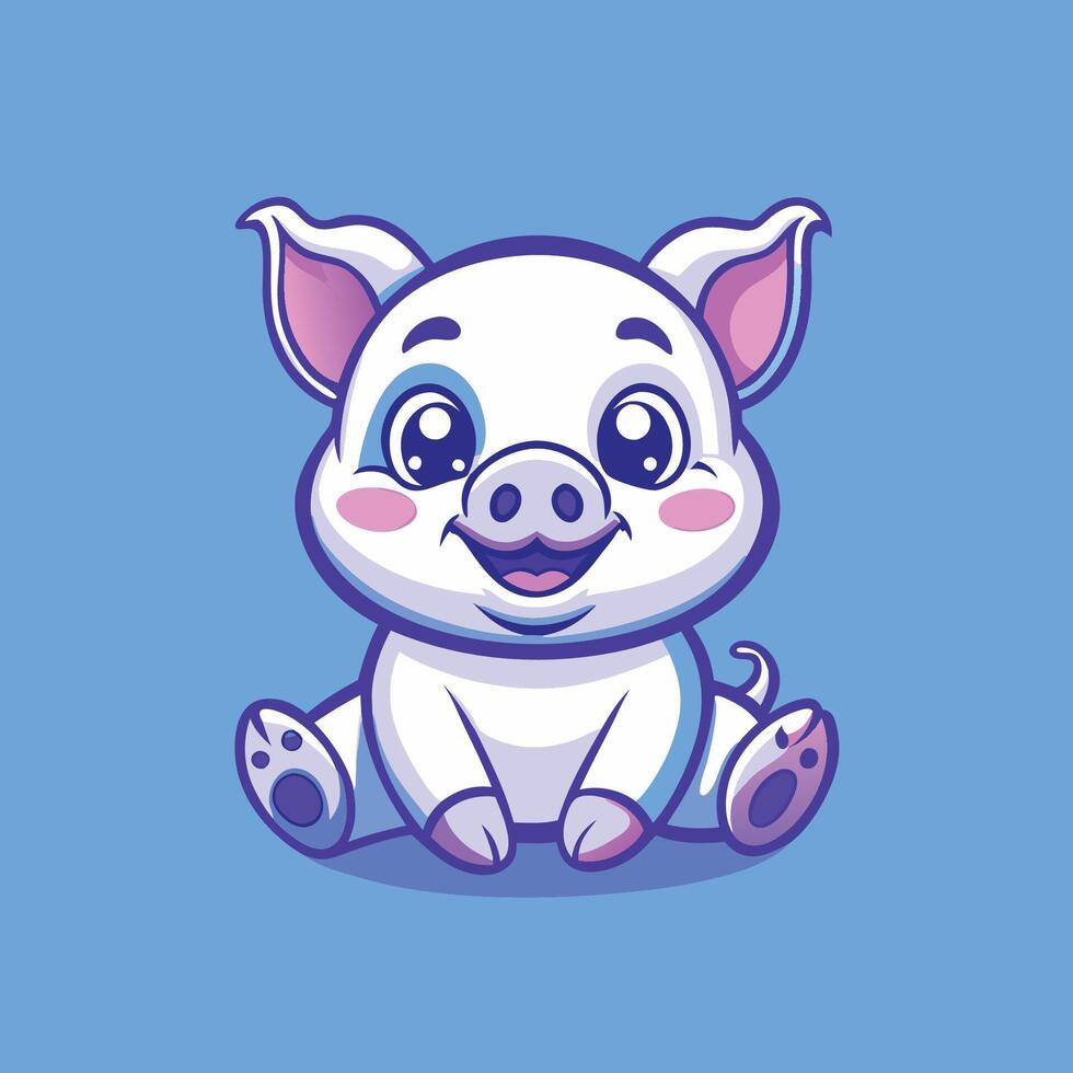 Sitting Piglet Character Illustration in EPS Format vector