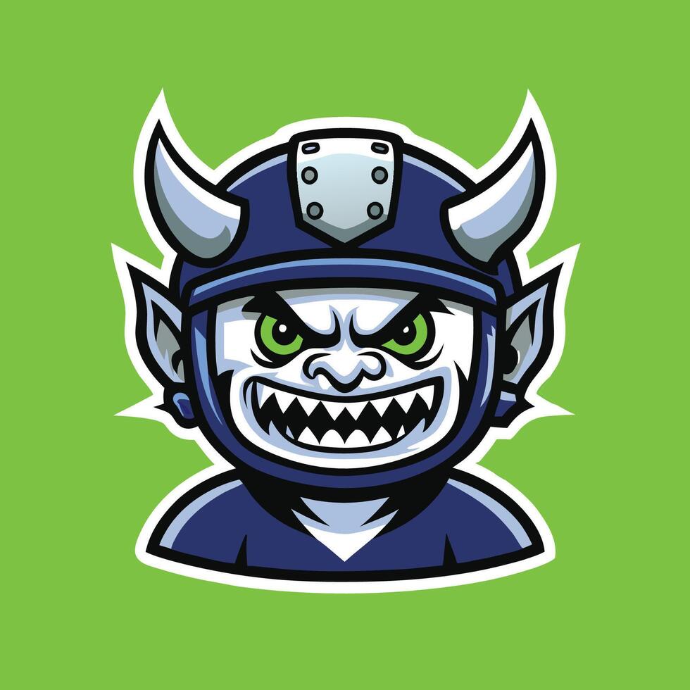 Vibrant Portrait of a Devilish Character with Black Helmet vector